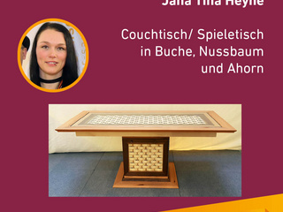 Die Gute Form 2024: Jana Tina Heyne, Couchtisch/ Spieletisch in Buche, Nussbaum und Ahorn